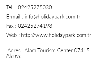 Holiday Park Resort iletiim bilgileri